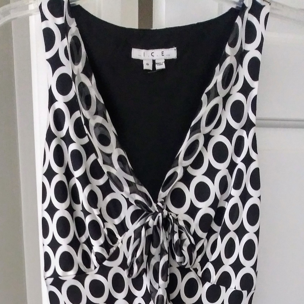 Sleeveless v neck silk dress